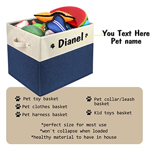PET ARTIST Personalized Dog Toy Bin for Dog Toys Accessories - Foldable Dog Toy Basket Storage Box for Pet Toys,Dog Coat