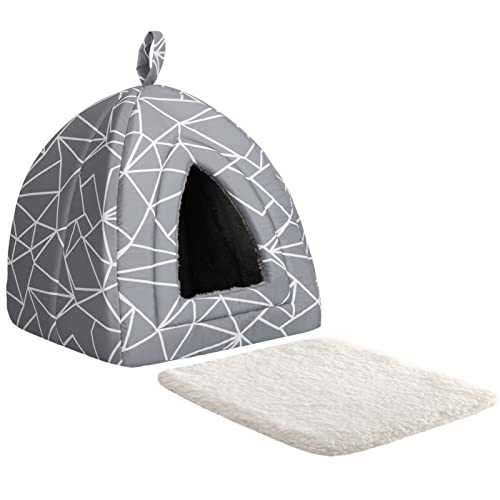 Hollypet Cat Bed Kitten Bed Self-Warming 2-in-1 Foldable Comfortable Igloo Triangle Pet Tent House