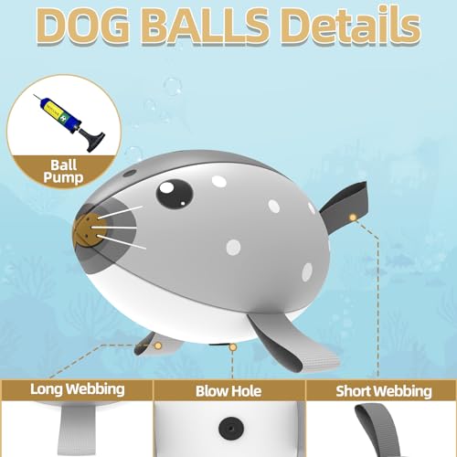 HETOO Dog Toys, Interactive Dog Football Toys with Grab Tabs, Durable Dog Balls for Small Medium Breed Dog Water Toy Indoor & Outdoor, Gift for Dogs