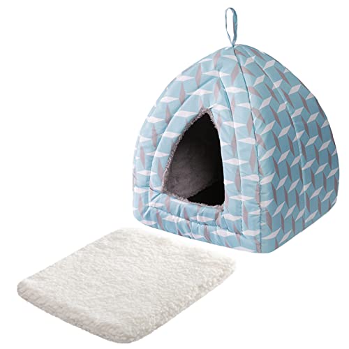 Hollypet Cat Bed Kitten Bed Self-Warming 2-in-1 Foldable Comfortable Igloo Triangle Pet Tent House