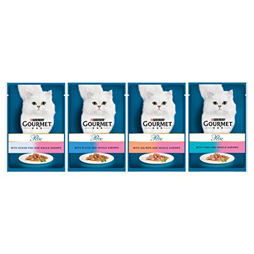 Gourmet Wet Cat Food Pouches in Gravy - Perle Chef's Collection 40 x 85g - Mix of Fish, Lamb, Duck, Turkey, Pet Food - Wet - Bulk Food, Cat Wet Food suitable for Adult and Senior Cats