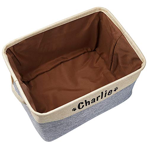 PET ARTIST Personalized Dog Toy Bin for Dog Toys Accessories - Foldable Dog Toy Basket Storage Box for Pet Toys,Dog Coat