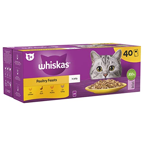 Whiskas 1+ Adult Mixed Selection in Jelly 84 Pouches, Adult Wet Cat Food, Megapack