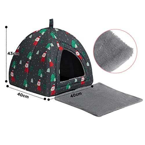 Hollypet Cat Bed Kitten Bed Self-Warming 2-in-1 Foldable Comfortable Igloo Triangle Pet Tent House