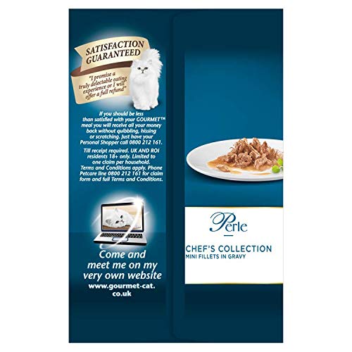 Gourmet Wet Cat Food Pouches in Gravy - Perle Chef's Collection 40 x 85g - Mix of Fish, Lamb, Duck, Turkey, Pet Food - Wet - Bulk Food, Cat Wet Food suitable for Adult and Senior Cats