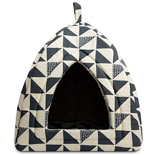 Hollypet Cat Bed Kitten Bed Self-Warming 2-in-1 Foldable Comfortable Igloo Triangle Pet Tent House