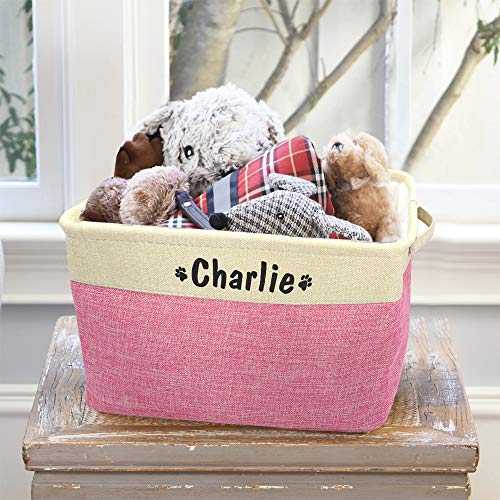 PET ARTIST Personalized Dog Toy Bin for Dog Toys Accessories - Foldable Dog Toy Basket Storage Box for Pet Toys,Dog Coat