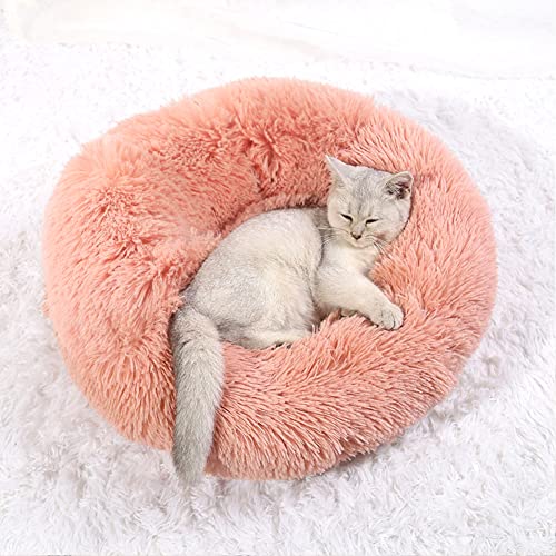 Vanansa Small Cat Bed for Indoor Cats, Self-Warming Donut kitty beds for Small Cats Improving Sleep and Keeping Warm, Washable Pet bed with Anti Slip Base