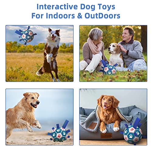 HETOO Dog Toys, Interactive Dog Football Toys with Grab Tabs, Durable Dog Balls for Small Medium Breed Dog Water Toy Indoor & Outdoor, Gift for Dogs