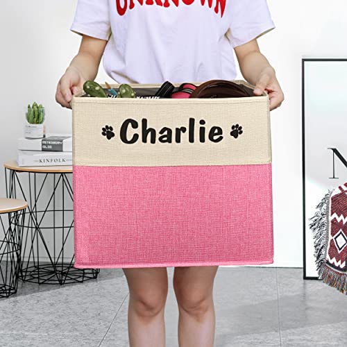 PET ARTIST Personalized Dog Toy Bin for Dog Toys Accessories - Foldable Dog Toy Basket Storage Box for Pet Toys,Dog Coat