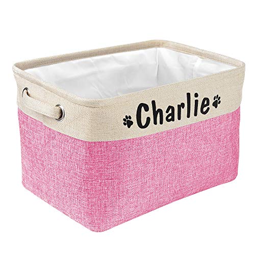 PET ARTIST Personalized Dog Toy Bin for Dog Toys Accessories - Foldable Dog Toy Basket Storage Box for Pet Toys,Dog Coat