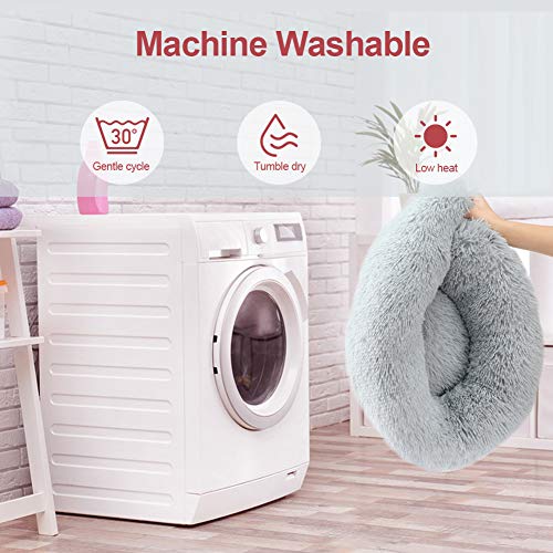 Vanansa Small Cat Bed for Indoor Cats, Self-Warming Donut kitty beds for Small Cats Improving Sleep and Keeping Warm, Washable Pet bed with Anti Slip Base