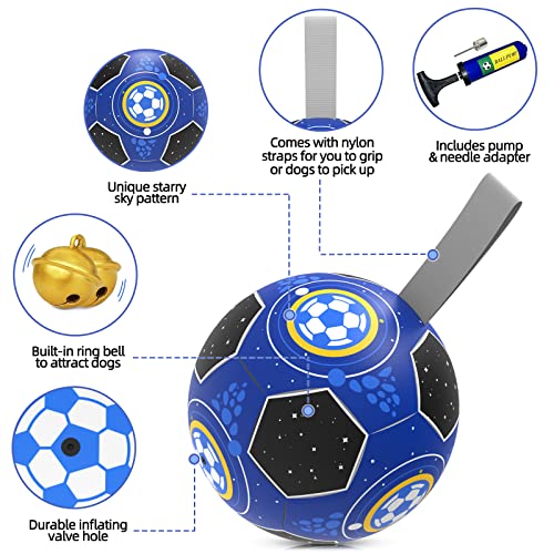 HETOO Dog Toys, Interactive Dog Football Toys with Grab Tabs, Durable Dog Balls for Small Medium Breed Dog Water Toy Indoor & Outdoor, Gift for Dogs