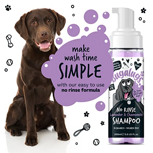 Dog Shampoo by Bugalugs lavender & chamomile 4 in 1 dog grooming shampoo products for smelly dogs with fragrance, best puppy shampoo, professional groom Vegan pet shampoo & conditioner