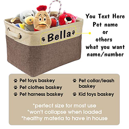 PET ARTIST Personalized Dog Toy Bin for Dog Toys Accessories - Foldable Dog Toy Basket Storage Box for Pet Toys,Dog Coat