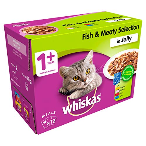 Whiskas 1+ Adult Mixed Selection in Jelly 84 Pouches, Adult Wet Cat Food, Megapack