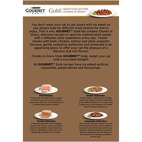 Gourmet Wet Cat Food Pouches in Gravy - Perle Chef's Collection 40 x 85g - Mix of Fish, Lamb, Duck, Turkey, Pet Food - Wet - Bulk Food, Cat Wet Food suitable for Adult and Senior Cats