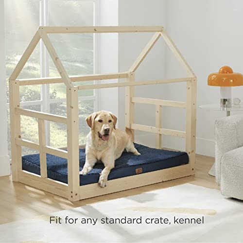 Bedsure Large Dog Bed Washable - Orthopedic Dog Bed and Mattress Mat for Dog Crate with Removable Plush Sherpa Cover, Gifts for Dog