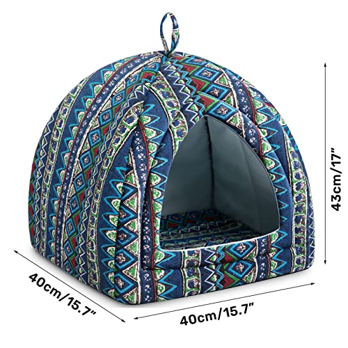 Hollypet Cat Bed Kitten Bed Self-Warming 2-in-1 Foldable Comfortable Igloo Triangle Pet Tent House