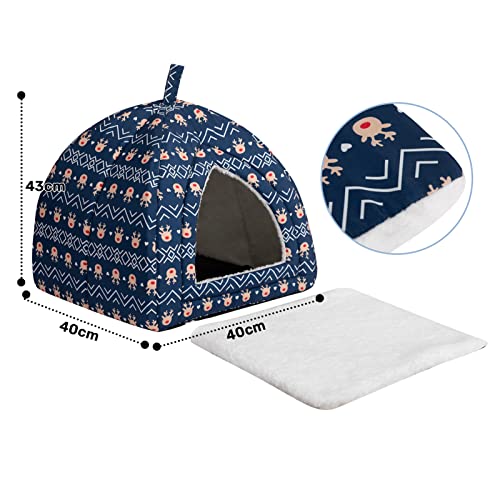 Hollypet Cat Bed Kitten Bed Self-Warming 2-in-1 Foldable Comfortable Igloo Triangle Pet Tent House