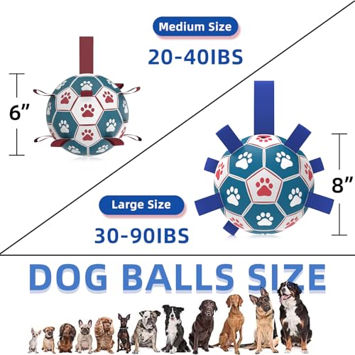 HETOO Dog Toys, Interactive Dog Football Toys with Grab Tabs, Durable Dog Balls for Small Medium Breed Dog Water Toy Indoor & Outdoor, Gift for Dogs
