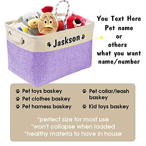 PET ARTIST Personalized Dog Toy Bin for Dog Toys Accessories - Foldable Dog Toy Basket Storage Box for Pet Toys,Dog Coat