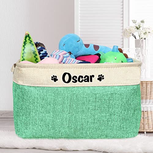 PET ARTIST Personalized Dog Toy Bin for Dog Toys Accessories - Foldable Dog Toy Basket Storage Box for Pet Toys,Dog Coat