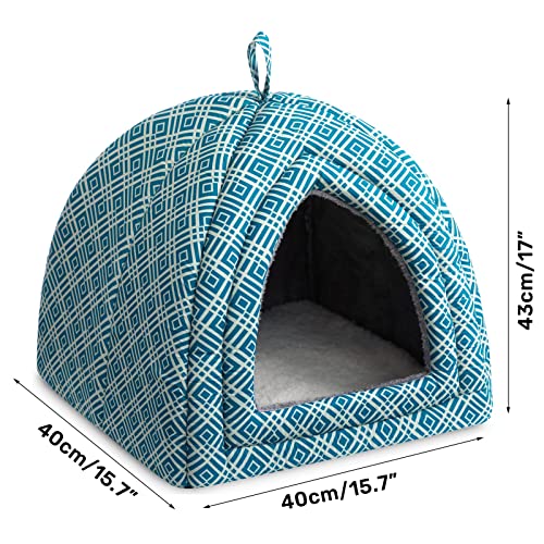 Hollypet Cat Bed Kitten Bed Self-Warming 2-in-1 Foldable Comfortable Igloo Triangle Pet Tent House