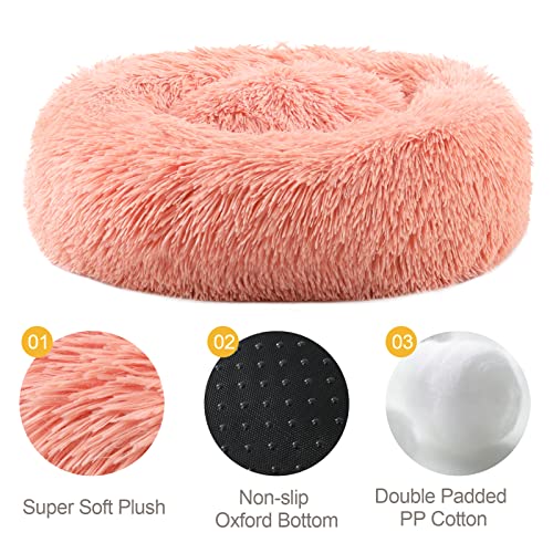 Vanansa Small Cat Bed for Indoor Cats, Self-Warming Donut kitty beds for Small Cats Improving Sleep and Keeping Warm, Washable Pet bed with Anti Slip Base