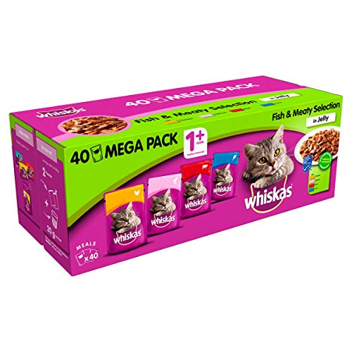 Whiskas 1+ Adult Mixed Selection in Jelly 84 Pouches, Adult Wet Cat Food, Megapack