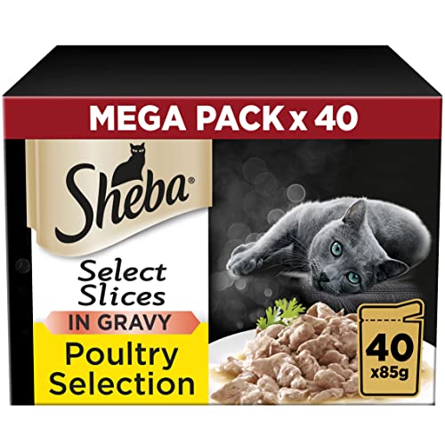Sheba Fine Flakes Poultry Collection in Jelly 40 Pouches, Adult Wet Cat Food