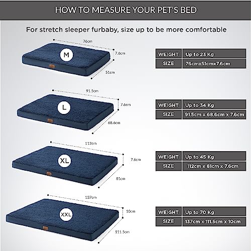 Bedsure Large Dog Bed Washable - Orthopedic Dog Bed and Mattress Mat for Dog Crate with Removable Plush Sherpa Cover, Gifts for Dog