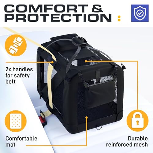 PetProved Dog Travel Crate Dog Carrier Cat Carrier Large Pet Carrier for Medium Dogs Puppy Carrier Soft Fabric Dog Car Crate Collapsible for Car