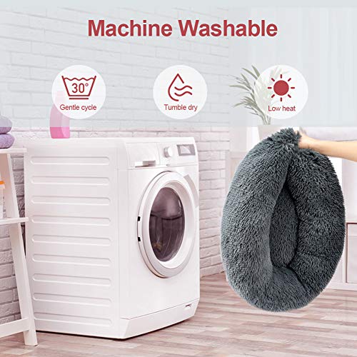 Vanansa Small Cat Bed for Indoor Cats, Self-Warming Donut kitty beds for Small Cats Improving Sleep and Keeping Warm, Washable Pet bed with Anti Slip Base