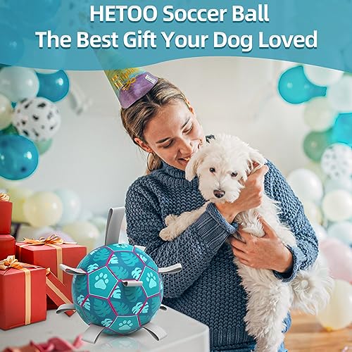 HETOO Dog Toys, Interactive Dog Football Toys with Grab Tabs, Durable Dog Balls for Small Medium Breed Dog Water Toy Indoor & Outdoor, Gift for Dogs