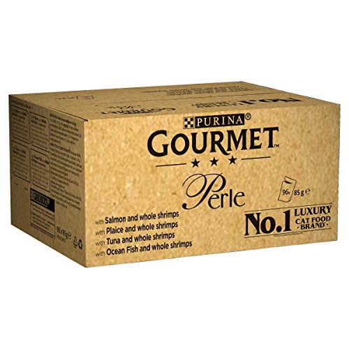 Gourmet Wet Cat Food Pouches in Gravy - Perle Chef's Collection 40 x 85g - Mix of Fish, Lamb, Duck, Turkey, Pet Food - Wet - Bulk Food, Cat Wet Food suitable for Adult and Senior Cats