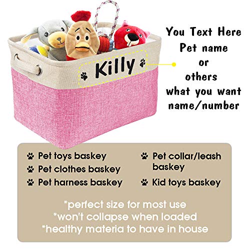 PET ARTIST Personalized Dog Toy Bin for Dog Toys Accessories - Foldable Dog Toy Basket Storage Box for Pet Toys,Dog Coat
