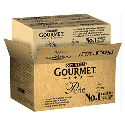 Gourmet Wet Cat Food Pouches in Gravy - Perle Chef's Collection 40 x 85g - Mix of Fish, Lamb, Duck, Turkey, Pet Food - Wet - Bulk Food, Cat Wet Food suitable for Adult and Senior Cats