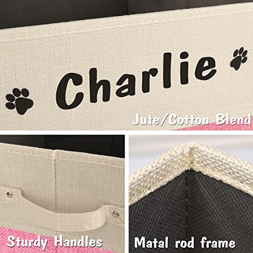 PET ARTIST Personalized Dog Toy Bin for Dog Toys Accessories - Foldable Dog Toy Basket Storage Box for Pet Toys,Dog Coat