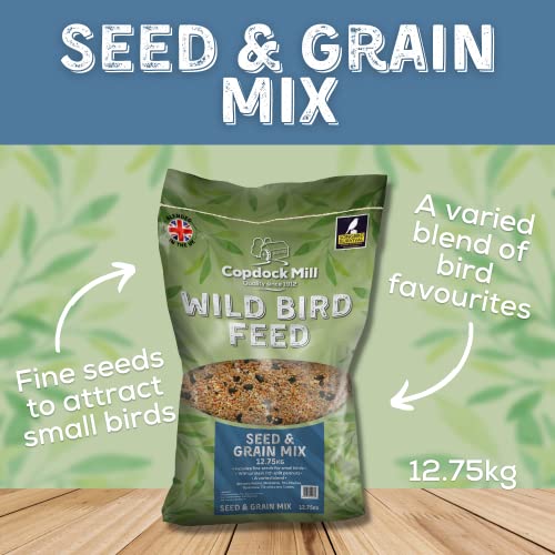 Copdock Mill Wild Bird Seed & Grain Mix Bag – All Year-Round High-Energy Wild Bird Food – 100% Natural Ingredients Including Sunflower Seeds and Peanuts