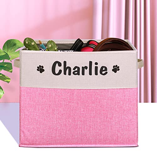 PET ARTIST Personalized Dog Toy Bin for Dog Toys Accessories - Foldable Dog Toy Basket Storage Box for Pet Toys,Dog Coat