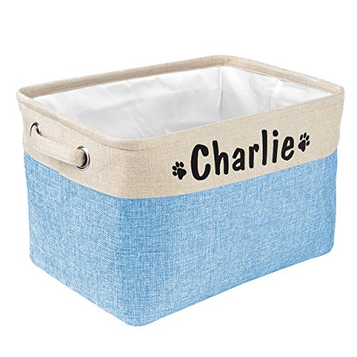 PET ARTIST Personalized Dog Toy Bin for Dog Toys Accessories - Foldable Dog Toy Basket Storage Box for Pet Toys,Dog Coat