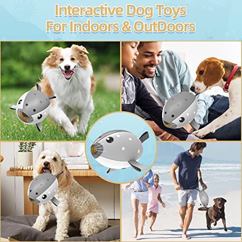 HETOO Dog Toys, Interactive Dog Football Toys with Grab Tabs, Durable Dog Balls for Small Medium Breed Dog Water Toy Indoor & Outdoor, Gift for Dogs