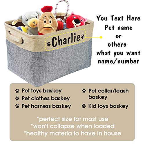 PET ARTIST Personalized Dog Toy Bin for Dog Toys Accessories - Foldable Dog Toy Basket Storage Box for Pet Toys,Dog Coat