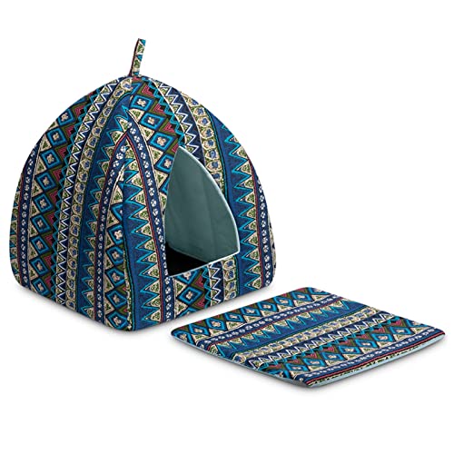 Hollypet Cat Bed Kitten Bed Self-Warming 2-in-1 Foldable Comfortable Igloo Triangle Pet Tent House