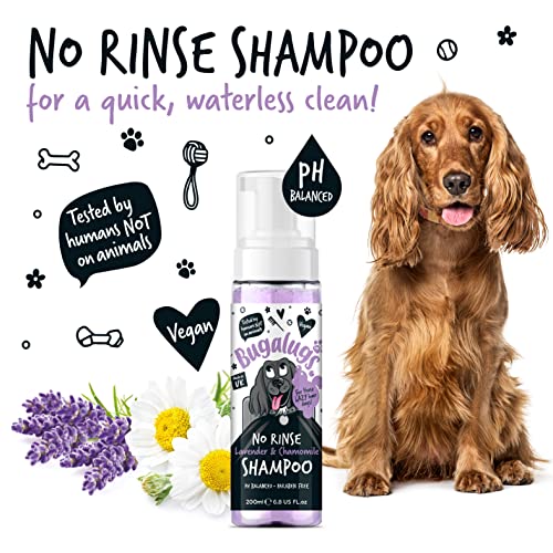 Dog Shampoo by Bugalugs lavender & chamomile 4 in 1 dog grooming shampoo products for smelly dogs with fragrance, best puppy shampoo, professional groom Vegan pet shampoo & conditioner