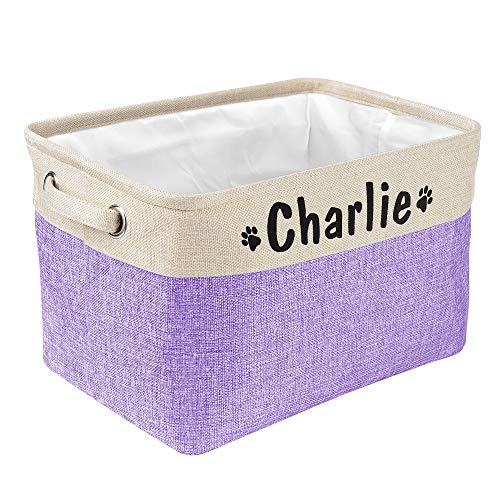 PET ARTIST Personalized Dog Toy Bin for Dog Toys Accessories - Foldable Dog Toy Basket Storage Box for Pet Toys,Dog Coat