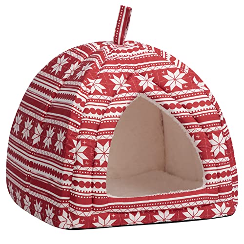 Hollypet Cat Bed Kitten Bed Self-Warming 2-in-1 Foldable Comfortable Igloo Triangle Pet Tent House
