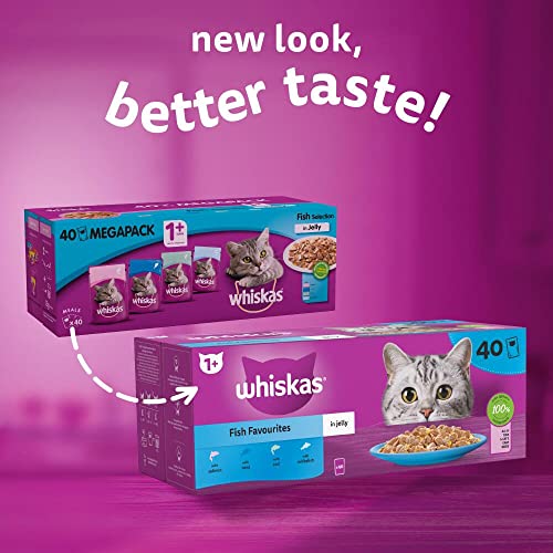 Whiskas 1+ Adult Mixed Selection in Jelly 84 Pouches, Adult Wet Cat Food, Megapack