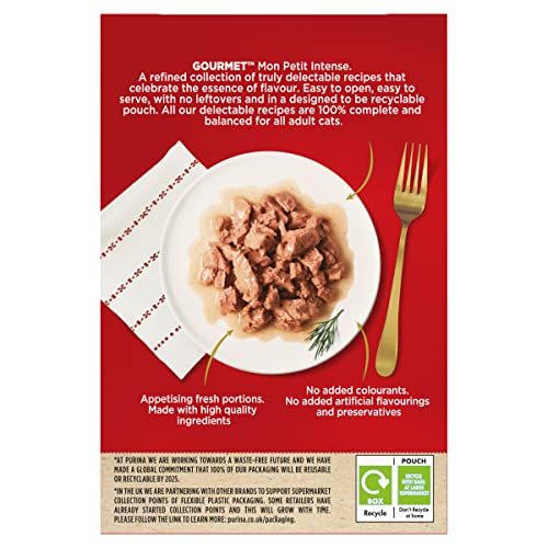 Gourmet Wet Cat Food Pouches in Gravy - Perle Chef's Collection 40 x 85g - Mix of Fish, Lamb, Duck, Turkey, Pet Food - Wet - Bulk Food, Cat Wet Food suitable for Adult and Senior Cats